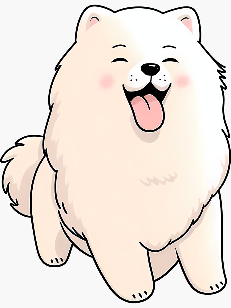 Happy Samoyed Dog, Cute & Adorable Anime Sticker | Sticker