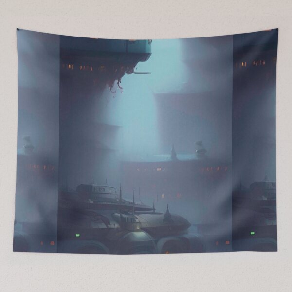 Item preview, Misty Underground City High Quality Art Print designed and sold by PaperMagus.