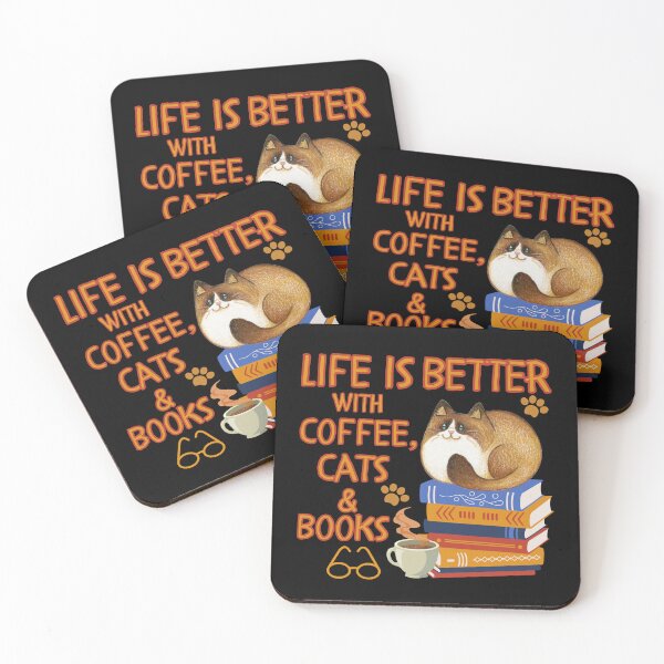 Item preview, LIFE IS BETTER WITH COFFEE,CATS AND BOOKS, COFFEE LOVRES designed and sold by hijasminflower.
