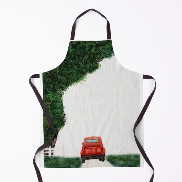 Item preview, Vintage Red Truck on Country Road with White Picket Fence and Lush Tree Watercolor designed and sold by Monica Laipple.