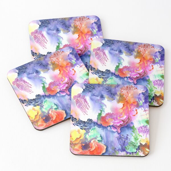 Item preview, Colorful Underwater Landscape with Corals and Jellyfish designed and sold by papierquarell.