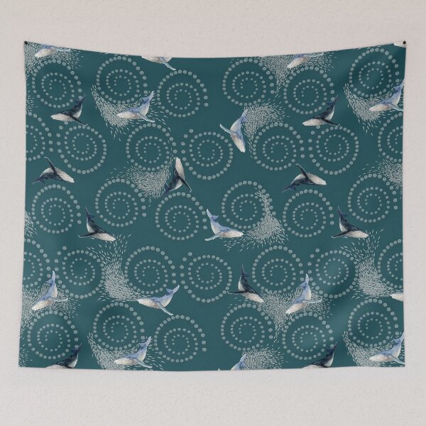 Item preview, Bubble Net linework Whale Design - deep teal designed and sold by CopperCatkin.