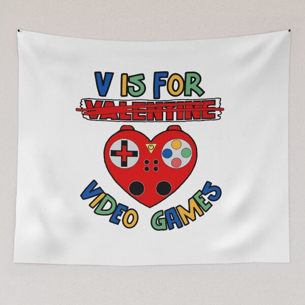 Item preview, Colorful V Is For Video Games Valentine's Day Gamer Controller designed and sold by GarnersDesigns.