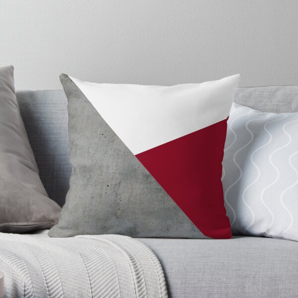 Concrete Burgundy Red White Throw Pillow