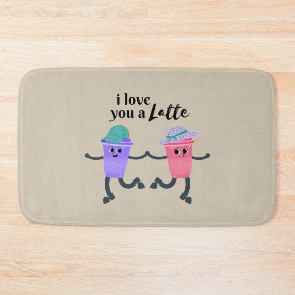 Item preview, Coffee-Loving Cutie: "I Love You A Latte" pun clothing, gifts and merchandise in Pink, Purple, Aqua Green. designed and sold by RedInkLab.