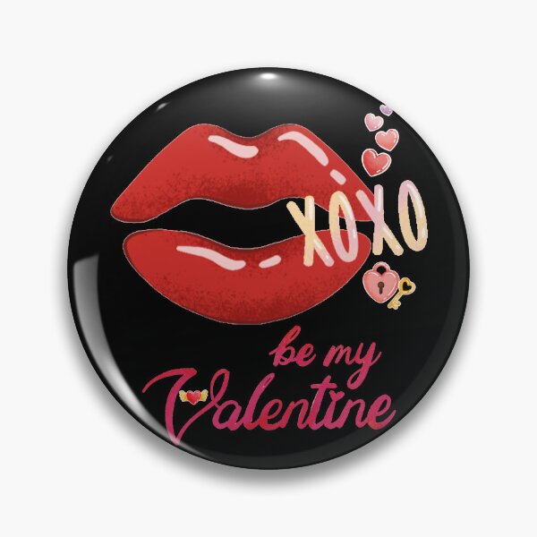 Item preview, Be my valentine, illustration with red lips and hearts in pink tones with valentine phrase designed and sold by Malogue.
