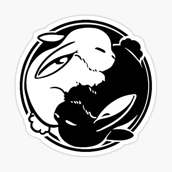  ASCII Art Bunny Rabbit Holding a Yin-Yang Symbol T