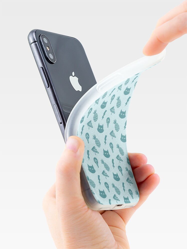 Alternate view of pizza pineapple cat pattern iPhone Case & Cover