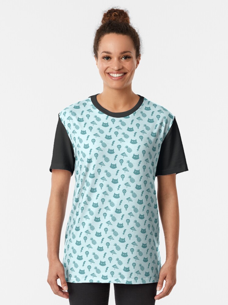 Alternate view of pizza pineapple cat pattern Graphic T-Shirt