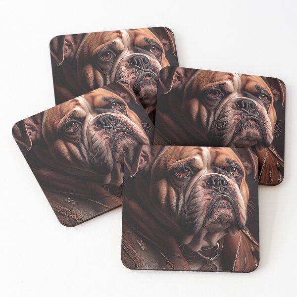 Item preview, Bulldog  wearing leather jacket - Dog Breed Portrait designed and sold by Nalaxation.