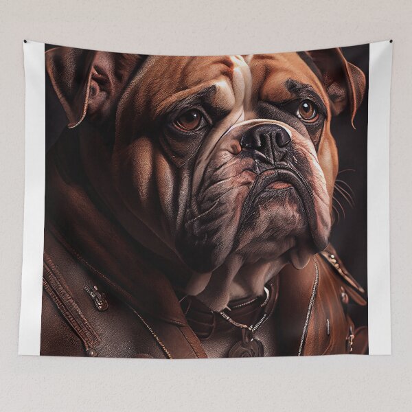 Item preview, Bulldog  wearing leather jacket - Dog Breed Portrait designed and sold by Nalaxation.