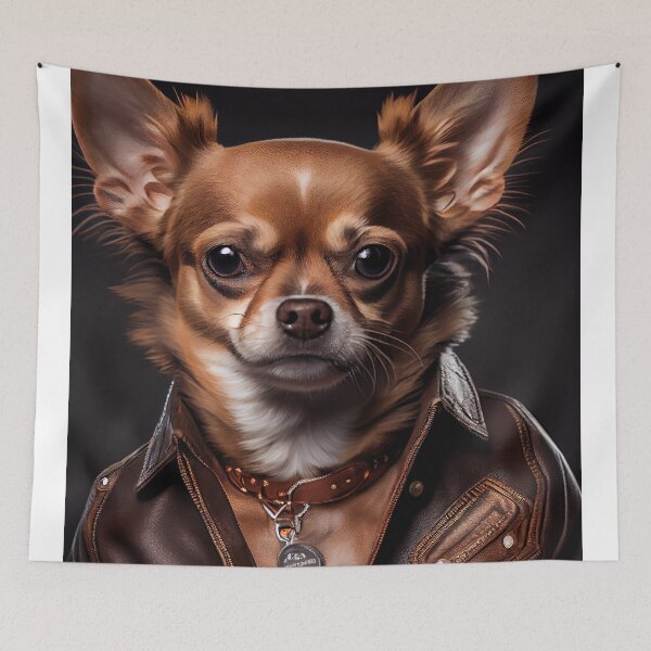 Item preview, Chihuahua wearing leather jacket - Dog Breed Portrait designed and sold by Nalaxation.