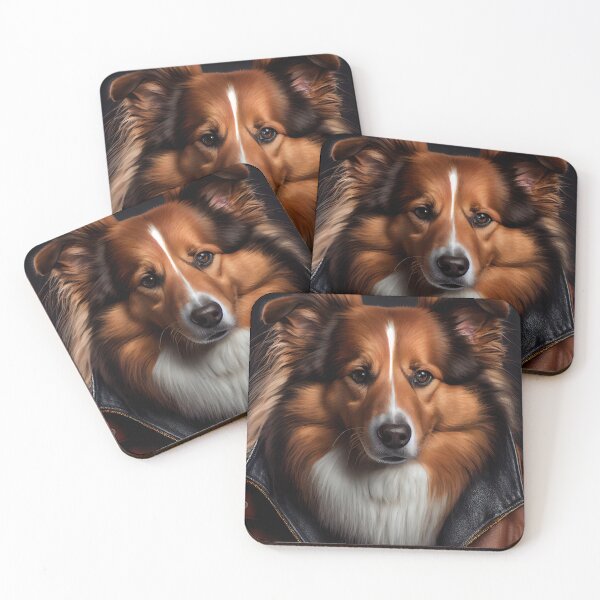 Item preview, Collie Dog wearing leather jacket - Dog Breed Portrait designed and sold by Nalaxation.