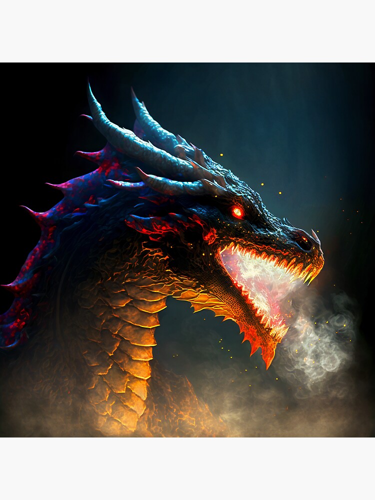 Fierce Inferno A High-Detail Dragon Breathing Fire Poster for Sale by  oanaunciuleanu