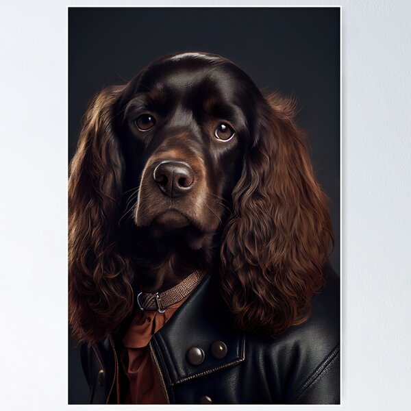 Item preview, Cocker Spaniel Dog wearing leather jacket - Dog Breed Portrait designed and sold by Nalaxation.