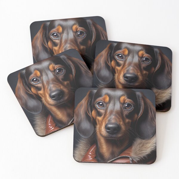 Item preview, Dachshund Dog wearing leather jacket - Dog Breed Portrait designed and sold by Nalaxation.