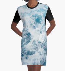 Sea Waves in the Ocean Graphic T-Shirt Dress