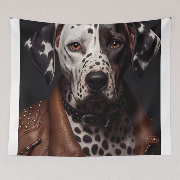 Item preview, Dalmatian Dog wearing leather jacket - Dog Breed Portrait designed and sold by Nalaxation.