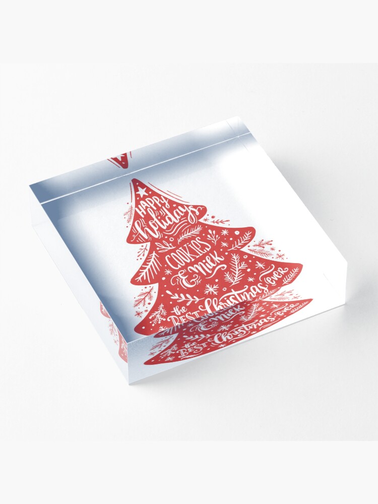 Alternate view of Christmas Pattern - Happy Holidays! Acrylic Block