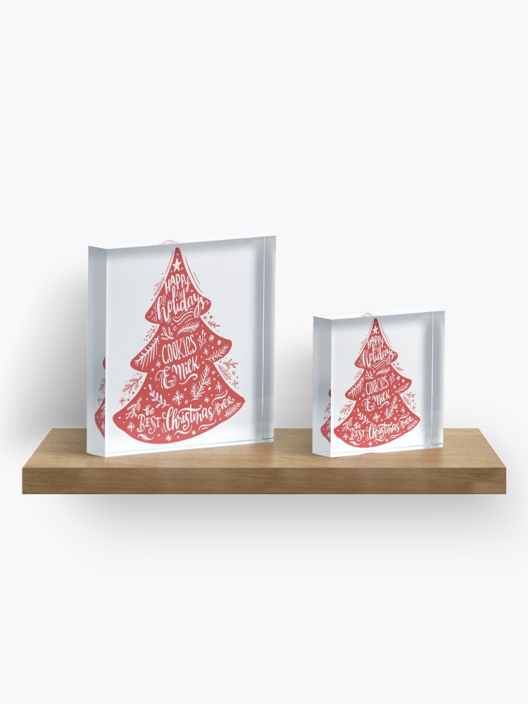 Alternate view of Christmas Pattern - Happy Holidays! Acrylic Block
