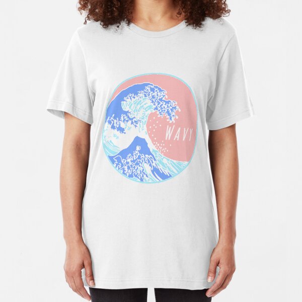 Aesthetic Great Wave Wavy Slim Fit T-Shirt