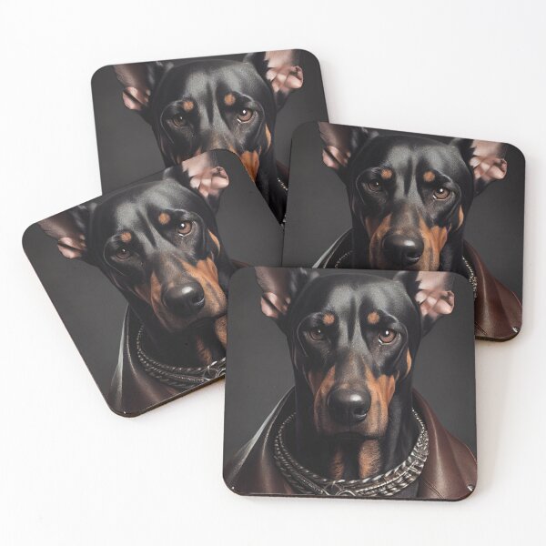 Item preview, Doberman Pinscher Dog wearing leather jacket - Dog Breed Portrait designed and sold by Nalaxation.