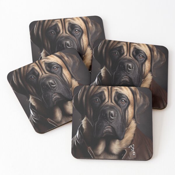Item preview, English Mastiff Dog wearing leather jacket - Dog Breed Portrait designed and sold by Nalaxation.