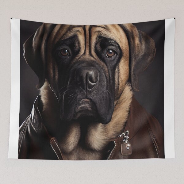 Item preview, English Mastiff Dog wearing leather jacket - Dog Breed Portrait designed and sold by Nalaxation.