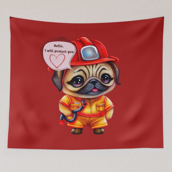 Item preview, Firefighter, i will protect you, pug designed and sold by HarriPaloma.