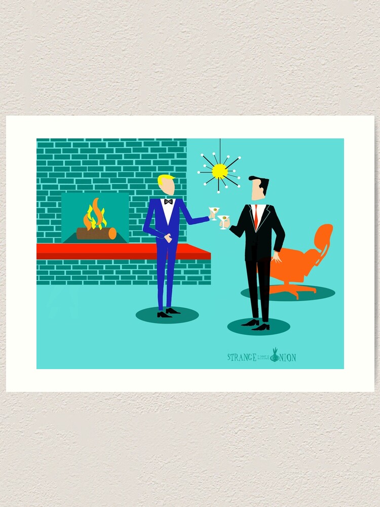 Mid Century Modern Gay Couple Art Print For Sale By StrangeLilOnion   Farp,small,wall Texture,product,750x1000.u5 