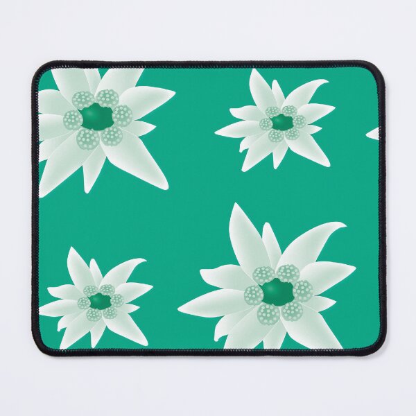 Item preview, Edelweiss Flower Blossoms On Emerald Green Background designed and sold by burbankdesigns.