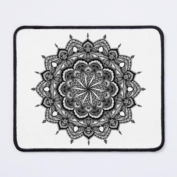 Item preview, Hand-Drawn Black and White Flower Mandala designed and sold by Piperxbea.