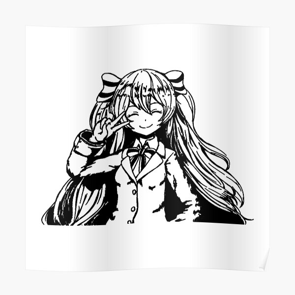Hatsune Miku In Black And White Best Art Poster