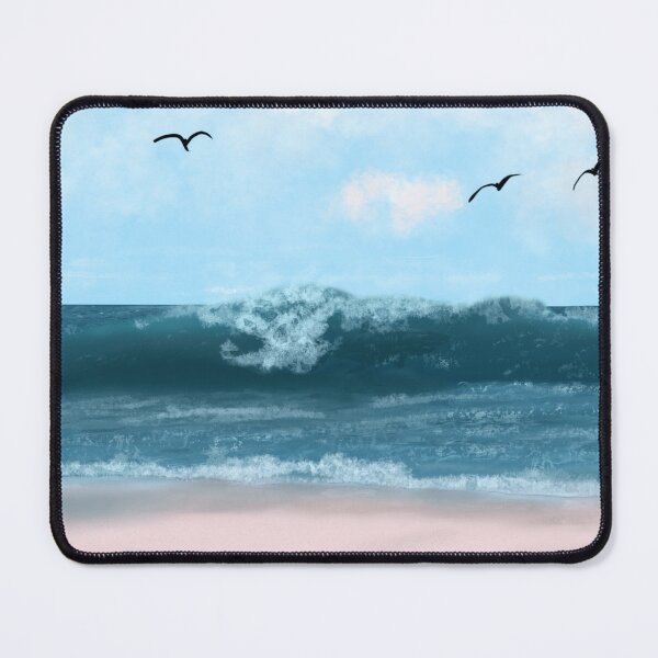 Item preview, Ocean Waves With Shark Hand Drawn Digital Art designed and sold by Lartheviking.