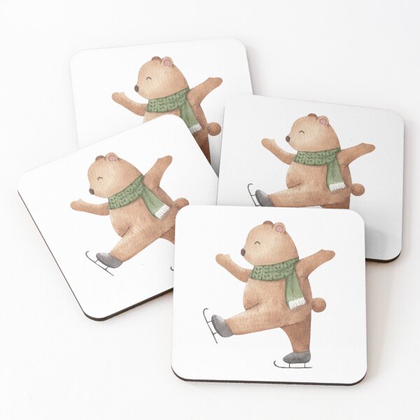 Item preview, Watercolor winter bear with ice skate designed and sold by JAG2B.