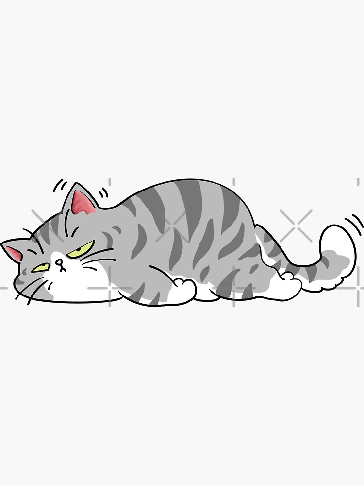 Lazy gray fat cat is Sticker for Sale by DestinyComplex
