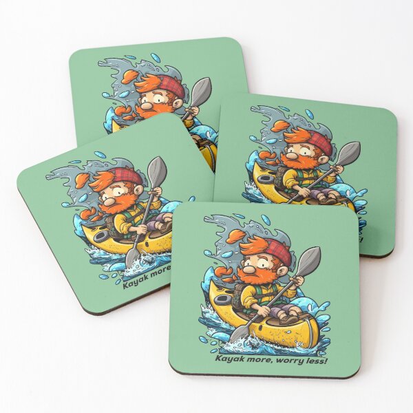 Item preview, Kayaker paddles kayak on the river, Kayak more, worry less! designed and sold by pixeldizajn.