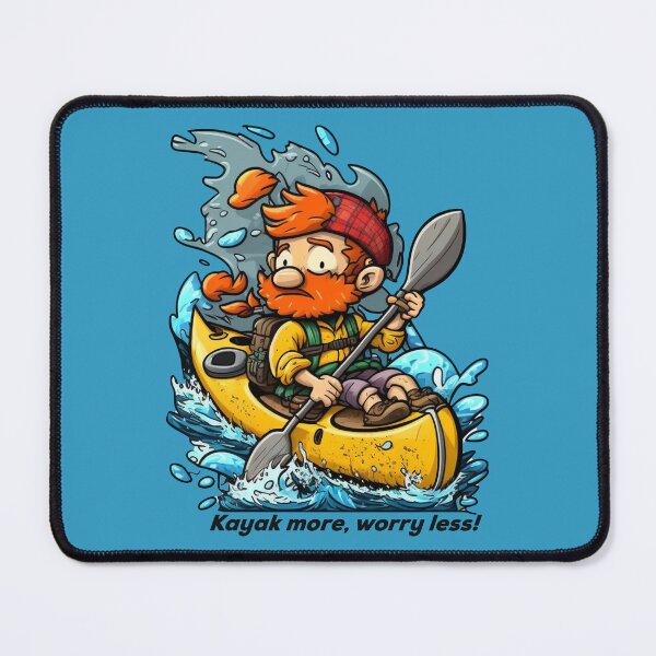 Item preview, Kayaker paddles kayak on the river, Kayak more, worry less! designed and sold by pixeldizajn.