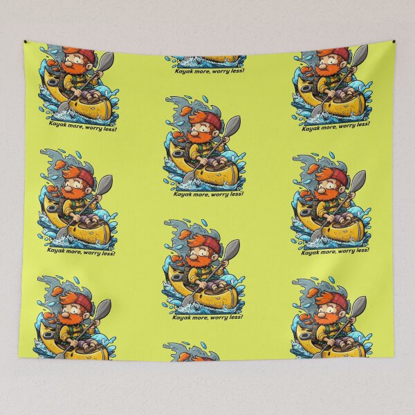 Item preview, Kayaker paddles kayak on the river, Kayak more, worry less! designed and sold by pixeldizajn.
