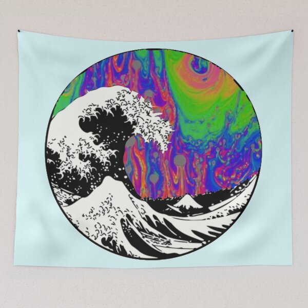 Item preview, Oil Slick Trippy Aesthetic Wave Tapestry designed and sold by xxxLemonade™ Designs.