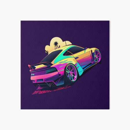 Retro-Futuristic Car Driving Through City Towards Synthwave Sun  Throw  Pillow for Sale by Nightarcade