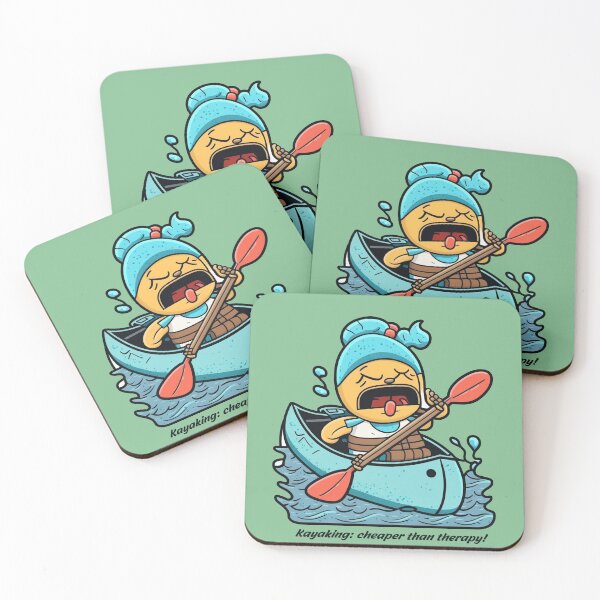 Item preview, Kayaker paddles kayak on the river, Kayak: cheaper than therapy! designed and sold by pixeldizajn.