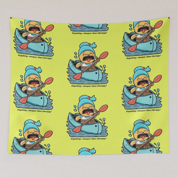 Item preview, Kayaker paddles kayak on the river, Kayak: cheaper than therapy! designed and sold by pixeldizajn.