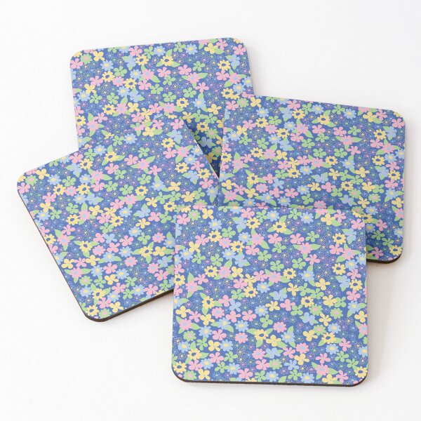 Item preview, retro blue florals, groovy 60s pattern, 70s flowers, blue flower pattern, girly, for teen girl, retro, ditsy, ditsy daisy designed and sold by blomastudios.