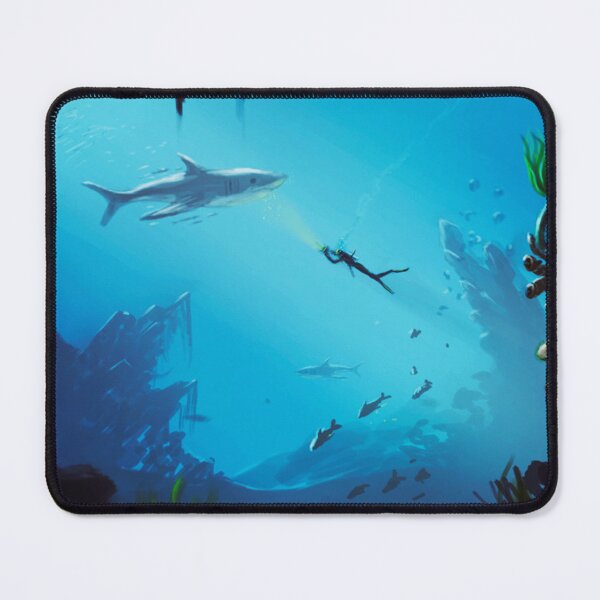 Item preview, underwater shark and diver designed and sold by shokA Design.