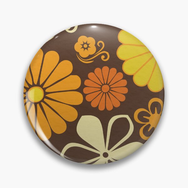 Item preview, Retro 70's Aesthetic Floral Pattern, Yellow, Orange and Brown designed and sold by MadfishDesigns.