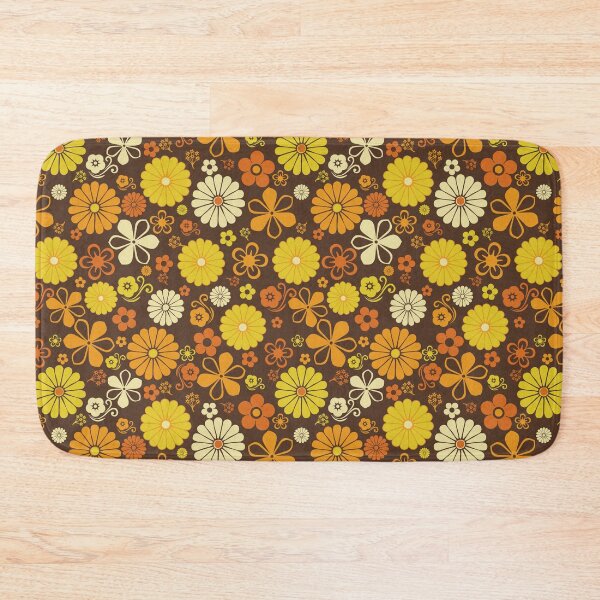 Item preview, Retro 70's Aesthetic Floral Pattern, Yellow, Orange and Brown designed and sold by MadfishDesigns.