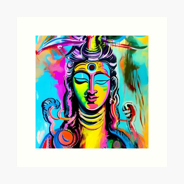 ArtsIndia Meditative Tranquility Abstract Painting Print of Lord Shiva  Perfect for Home, Living Room & Office Decor (Material: Canvas, Size: 12