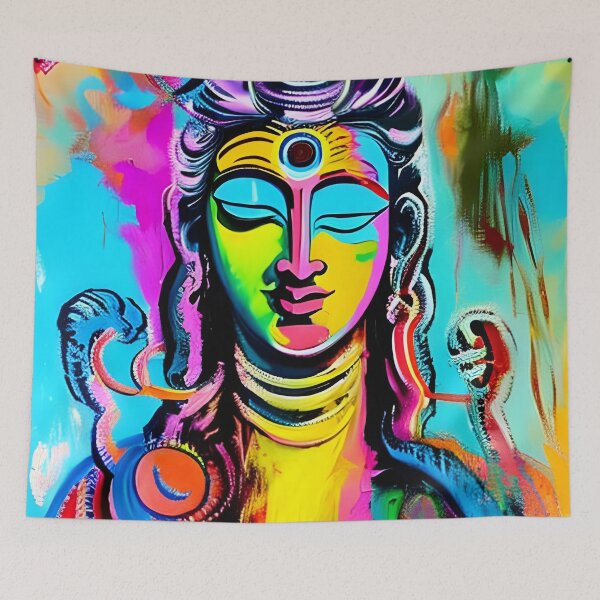 Item preview, Colorful watercolor portrait of Lord Shiva - Hindu culture designed and sold by Dalive.