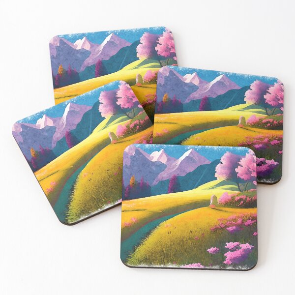 Item preview, purple spring landscape watercolor designed and sold by Design_for_merch.